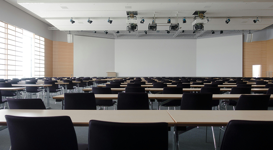 Classroom with Desks & Monitor